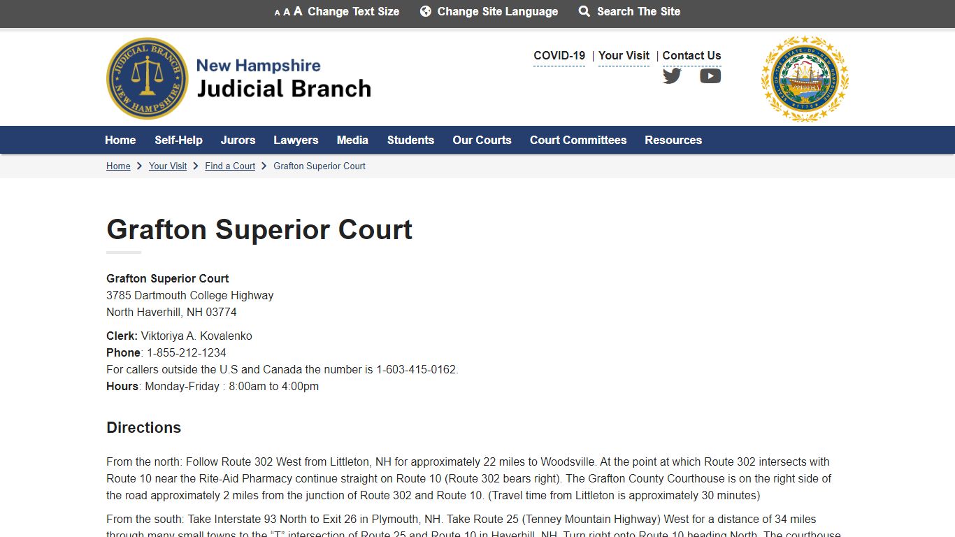 Grafton Superior Court | New Hampshire Judicial Branch