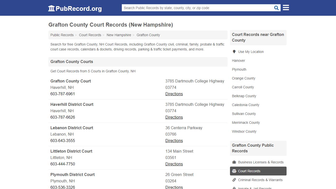 Grafton County Court Records (New Hampshire) - Free Public Records Search